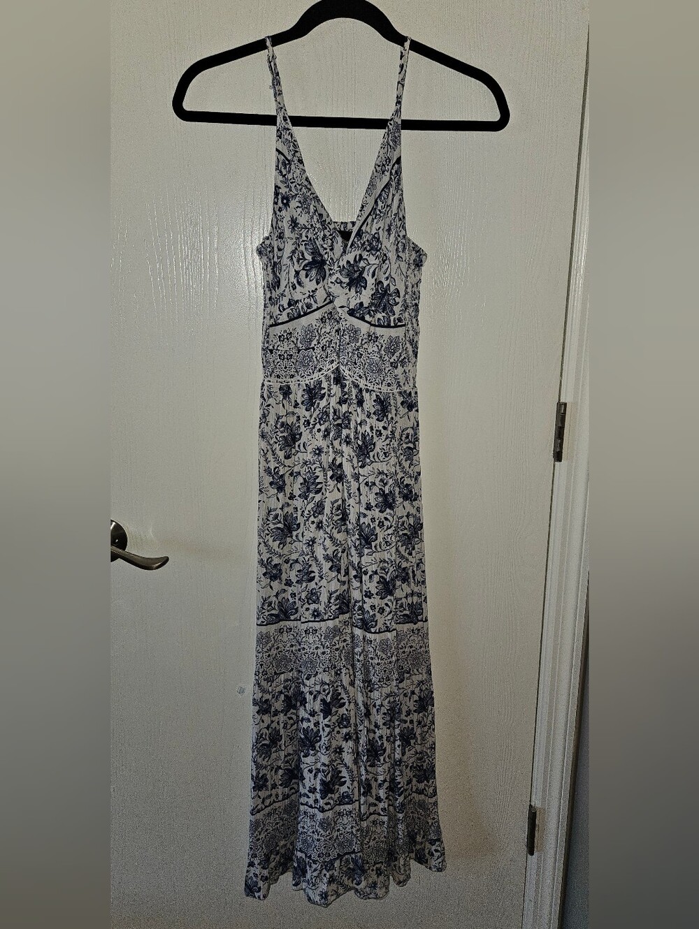 Angie Navy and White Floral Maxi Dress